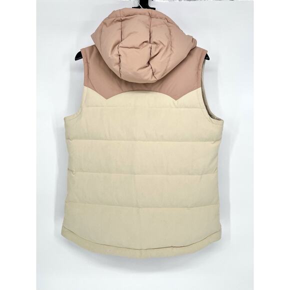 Patagonia Bivy Hooded Vest Cream/Pink Women’s Size Large Duck Down Warm Outdoors - Picture 10 of 12